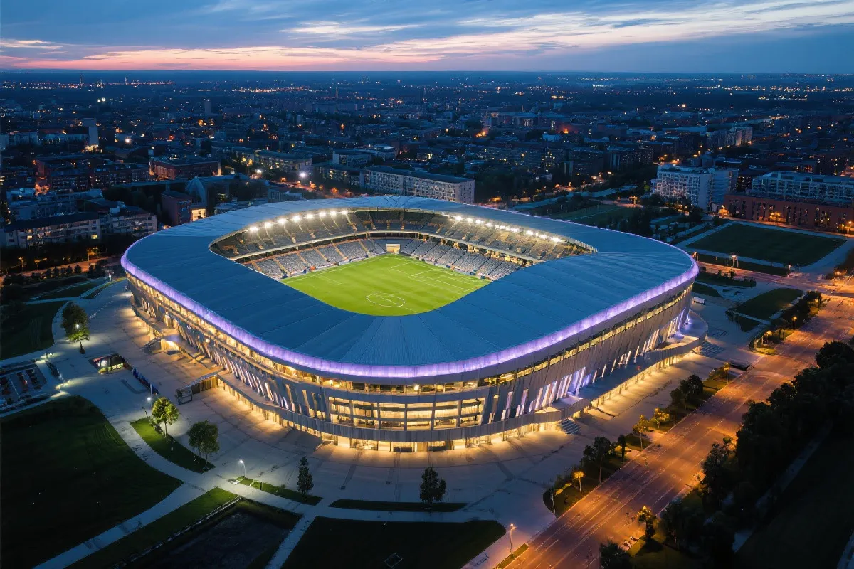 体育场夜景鸟瞰占位图