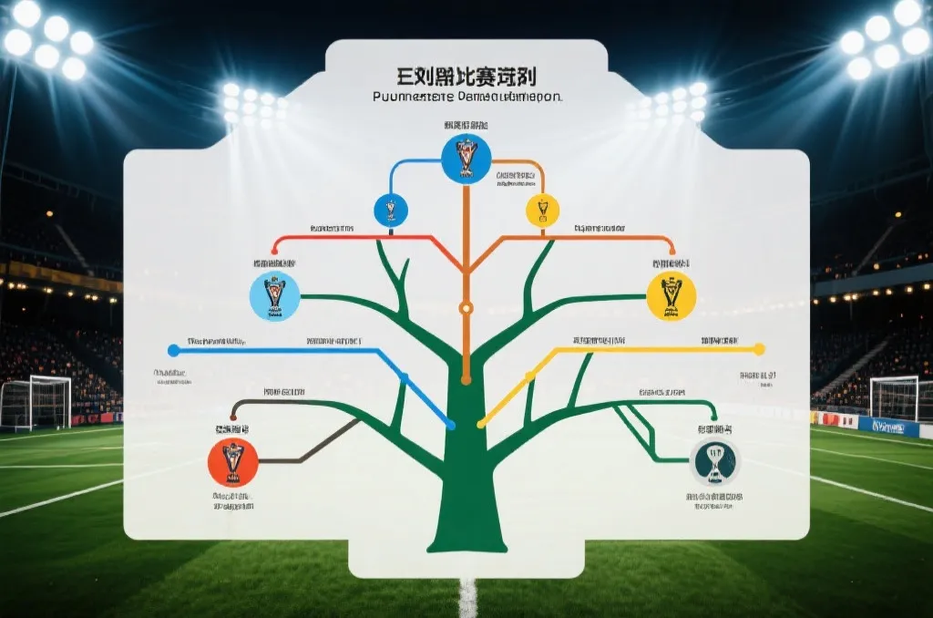 世界杯分组抽签后,各支球队在不同路径上的淘汰赛走线示意图,呈现复杂对阵格局